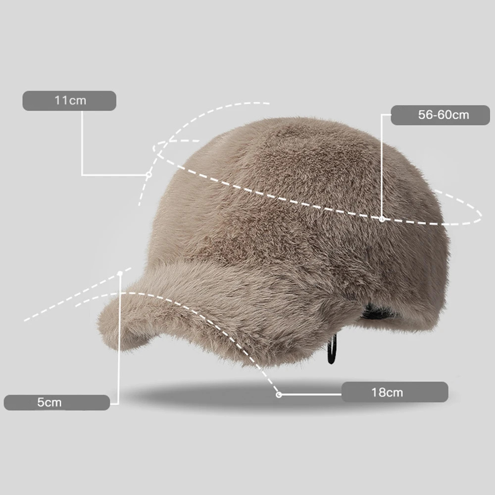 FS Brown Warm Winter Baseball Cap For Men Plus Plush Outdoor Windproof Women Hat Faux Fur Thick Trucker Hat Casquette Homme 251218