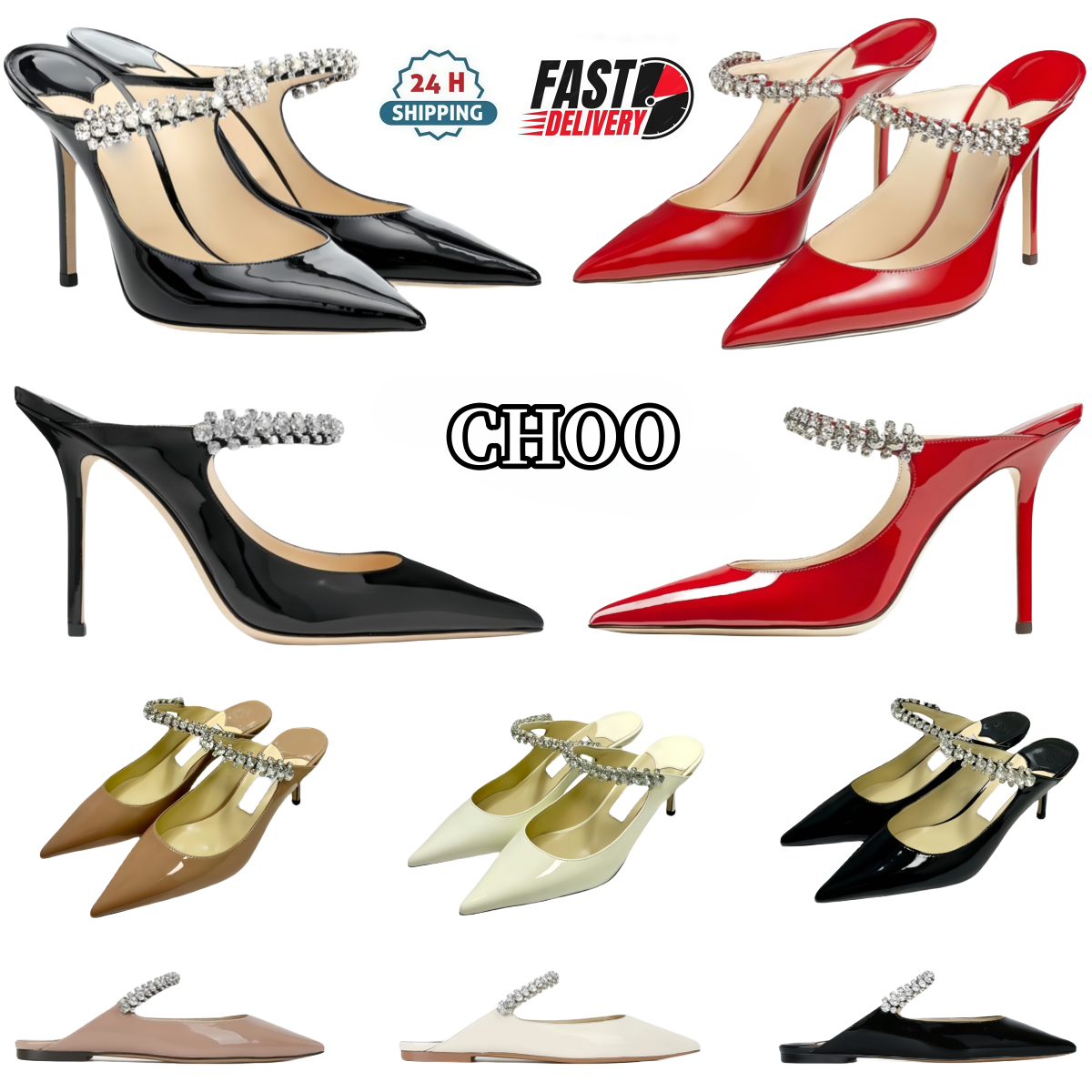 Luxury Wedding Shoes High Heel JC Rhinestone Designer Shoes 7cm 9cm Pointed Toes Stiletto Heels Shallow Mouth Mesh Diamond Temperament Sexy Women Sandals 35-43