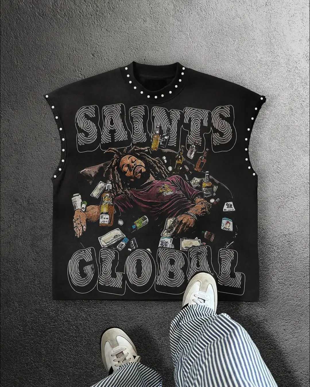 Y2K Popular Willow Nail Round Neck Vest T Shirt Retro Punk Hip Hop Oversized Printed Pure Tops Classic Loose Sleeveless T Shirt X251218