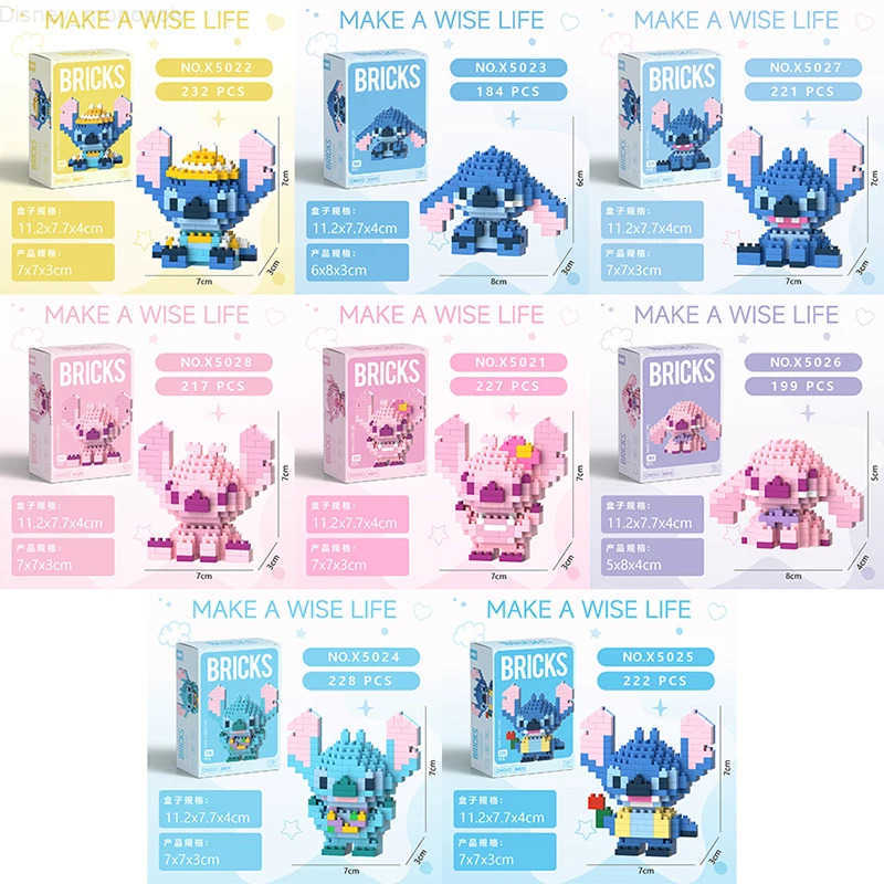 Disney LiLo Stitch Toys Building Block Angel lega Cartoon Character Assembled Model Toys For girl Children Birthday Gifts H2512181