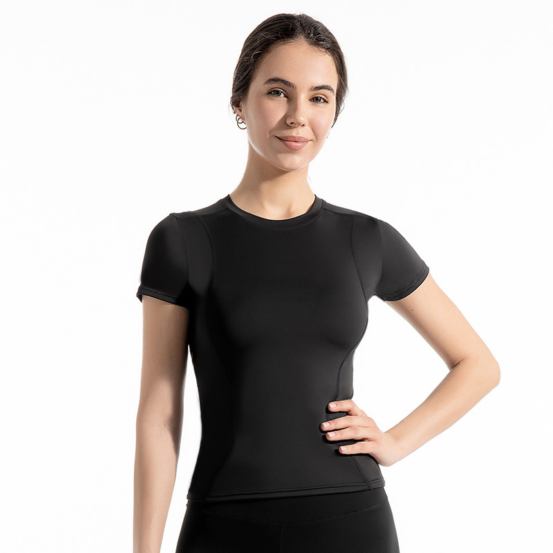 Women's Slim-Fit Breathable Yoga Short-Sleeve T-Shirt - Lightweight, Sweat-Wicking, Quick-Drying Athletic Top for Running & Gym Workouts