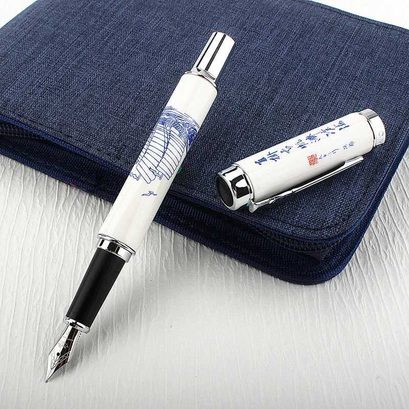 Jinhao 950 Ceramics Silver Clip Metal Fountain Pen 05mm Nib Steel Ink Pens for Gift Off Supplies School Supplies Y251218