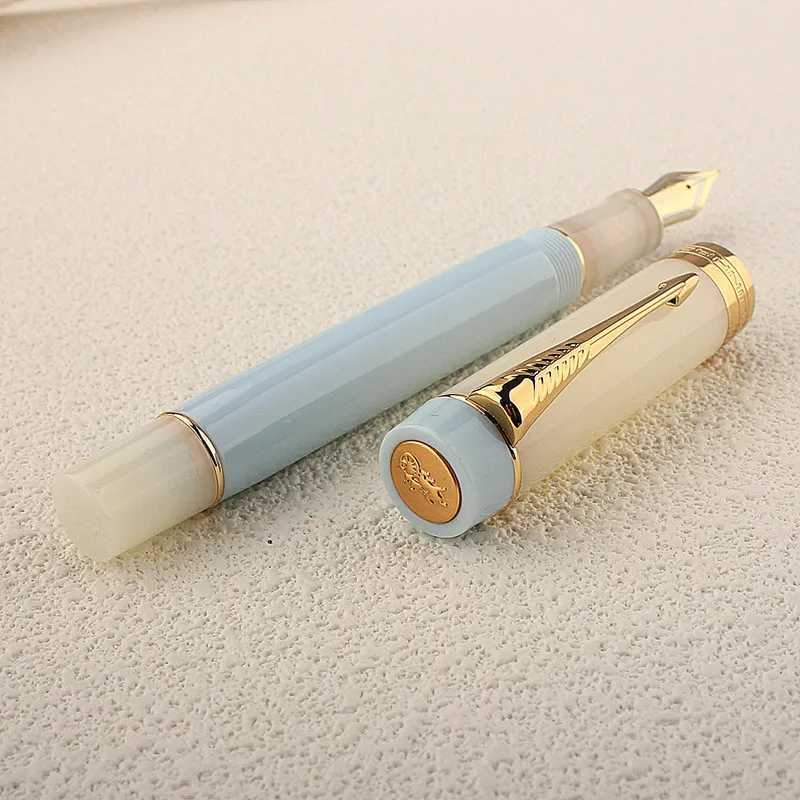New Jinhao 100 Resin Fountain Pen 8 F/M Nib Ivory Color Writing Ink Pens with School Off Supplies Y251218