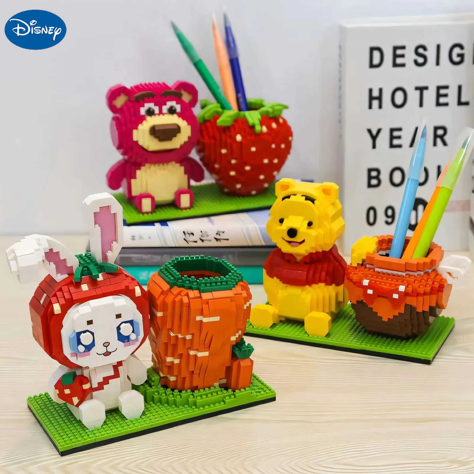 Disney Winnie The Pooh Micro Building Blocks Losto Linabell Pen Holder Assembly 3D Model Mini Brick Figure Toy For Christmas Gift H251218