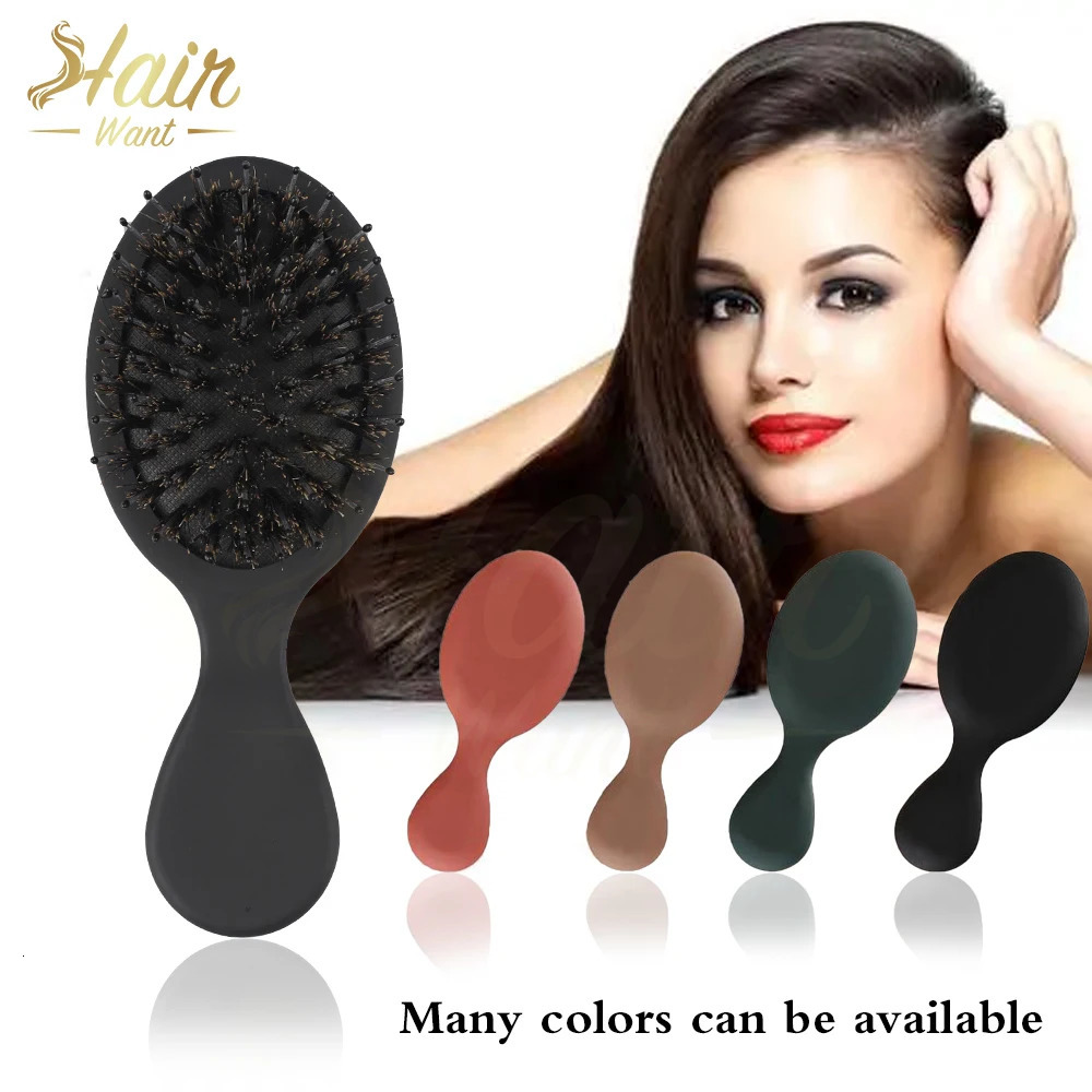Hair Want Mini Boar Bristles Hair Bursh Travel Size Hair Brush for Women Men Kids Protable Small Hair Brush for Pockets Purses 251218
