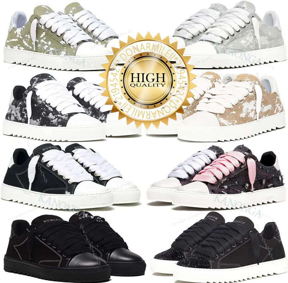 Numeris Atelier Womens Leather Toe Cap Trainers Casual Canvas Sneakers Thick Rubber Sole For Flexibility And Skateboarding - A+ Luxury Couple Sport Shoes With Box