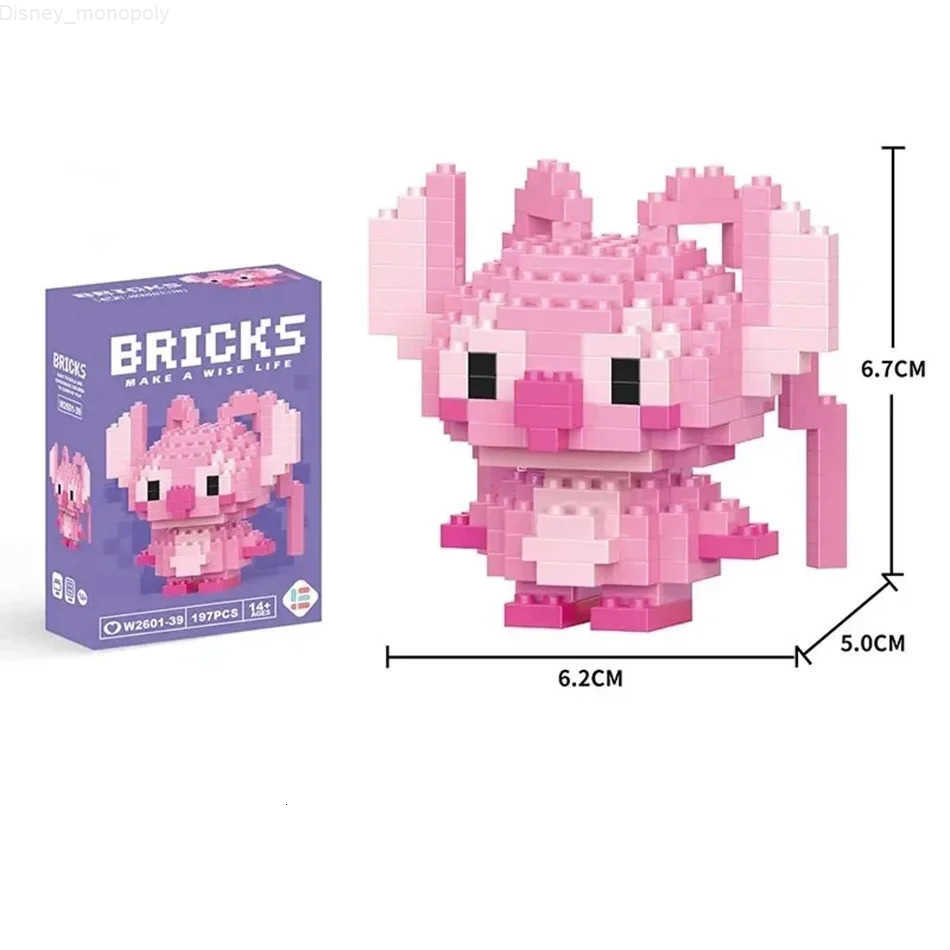 Disney LiLo Stitch Toys Building Blocks Pikechu lega Anime Cartoon Character Model Building Blocks Toy for children Gift H2512181