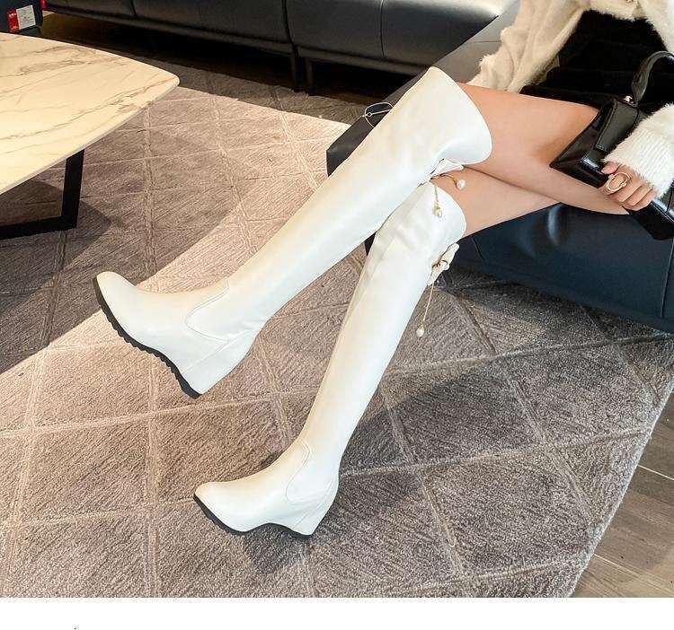 Boots Designer Pointed Toe Women Knee boots inner High 2026 Fashion Back Bowknot Long Thick Heels Autumn Winter Ladies Shoes dh2334238