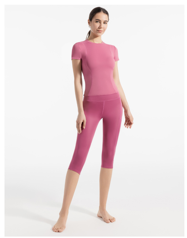 Women's Slim-Fit Breathable Yoga Short-Sleeve T-Shirt - Lightweight, Sweat-Wicking, Quick-Drying Athletic Top for Running & Gym Workouts