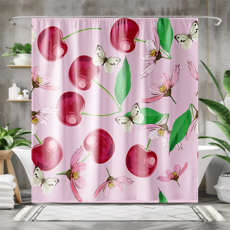 YL-37993 Valentine's Day Cute Animal Shower Curtain, 3D Digital Printed Polyester Shower Curtain, No Need for Drilling