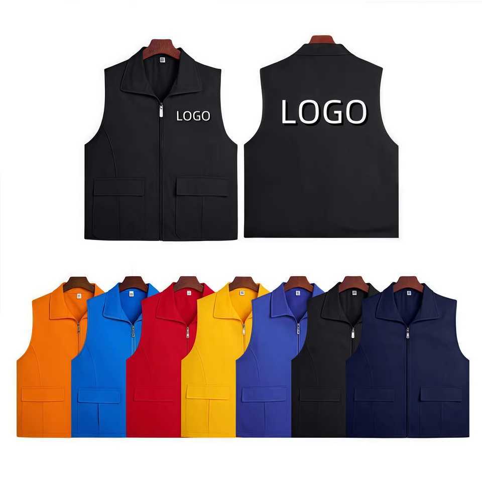 2025 New 100 Cotton Stand-Up Collar Vest with Two Pockets Breathable Durable Work Vest Volunteer Vest Bright Color G251218