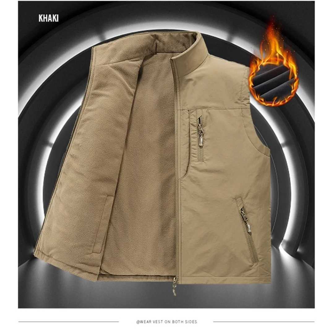 2025 Autumn Winter Thickened fleece double-sided vest Mens Vest Jacket Warm Outerwear slim fit Jacket Casual Style DailyG251218