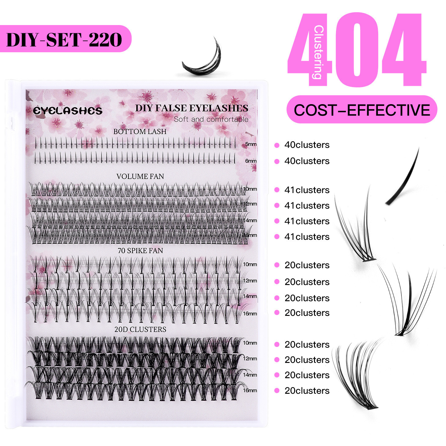 404 Cluster CD Curved Mixed False Eyelashes Realistic Natural Daily Segmented Cluster Eyelashes 250714