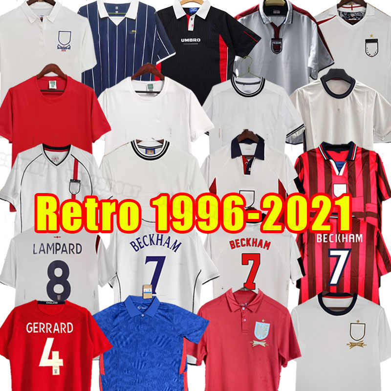 Retro ENGLAND Shearer Beckham Soccer Jerseys Gerrard Scholes Owen Heskey Gascoigne vintage football shirt 05 07 08 10 09 12 14 13 1998 2000 2002 2004 2014 2012 2020 2010