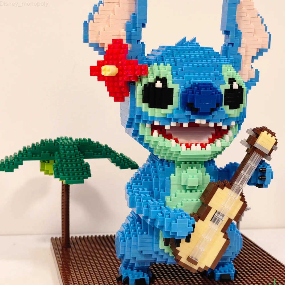 Disney Guitar Stitch Series Diamond Building Block Micro Lilo Stitch Figure Cute 3D Model Children For Mini Bricks Toys H251218