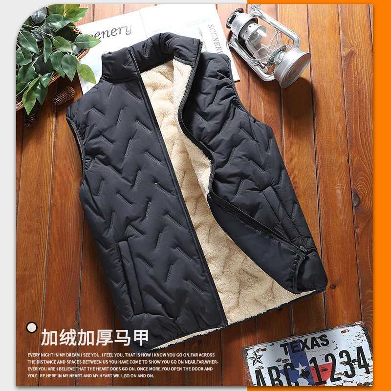 Mens Vest Warm and Fashionable Fashion Trend Lamb Fleece Autumn and Winter New Item Stand Up Collar with Thick Fleece JacketG251218