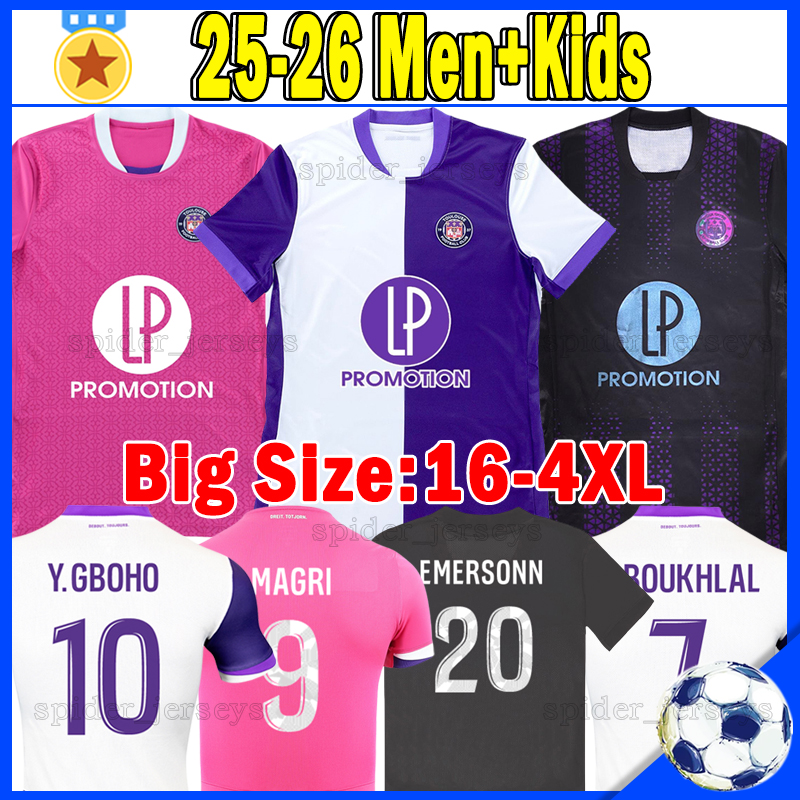 XXXL 4XL 25 26 Club Toulouse Soccer Jerseys MAGRI Y.GBOHO EMERSONN EDJOUMA Football Shirts 2025 2026 CASSERES JR. DONNUM VOSSAH CRESSWELL SIDIBE Men Uniforms Kids Kits