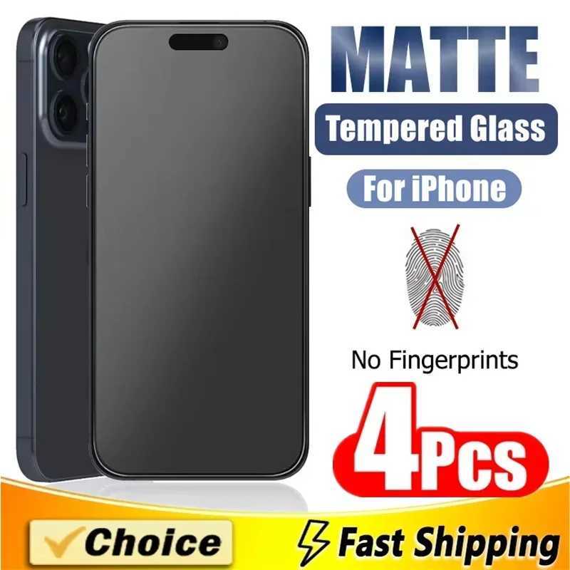 4Pcs Matte Tempered Glass For iPhone 14 13 12 11 15 Pro Max 7 8 16 Plus Frosted Screen Protector For iPhone 17 PRO X XR XS MAX G251218