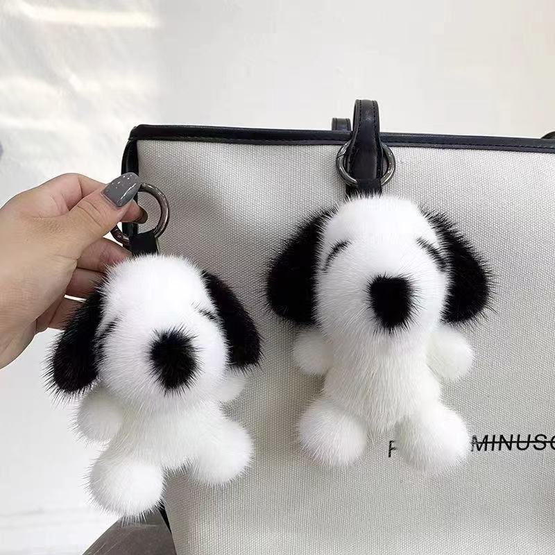 Bag Charm Key Chain Cute Designer Style Plush Ornament Charm Minimalist Bag Accessory Mink Fur Cute Dog Pendant Practical Bag Charm Car Keychain Bag P