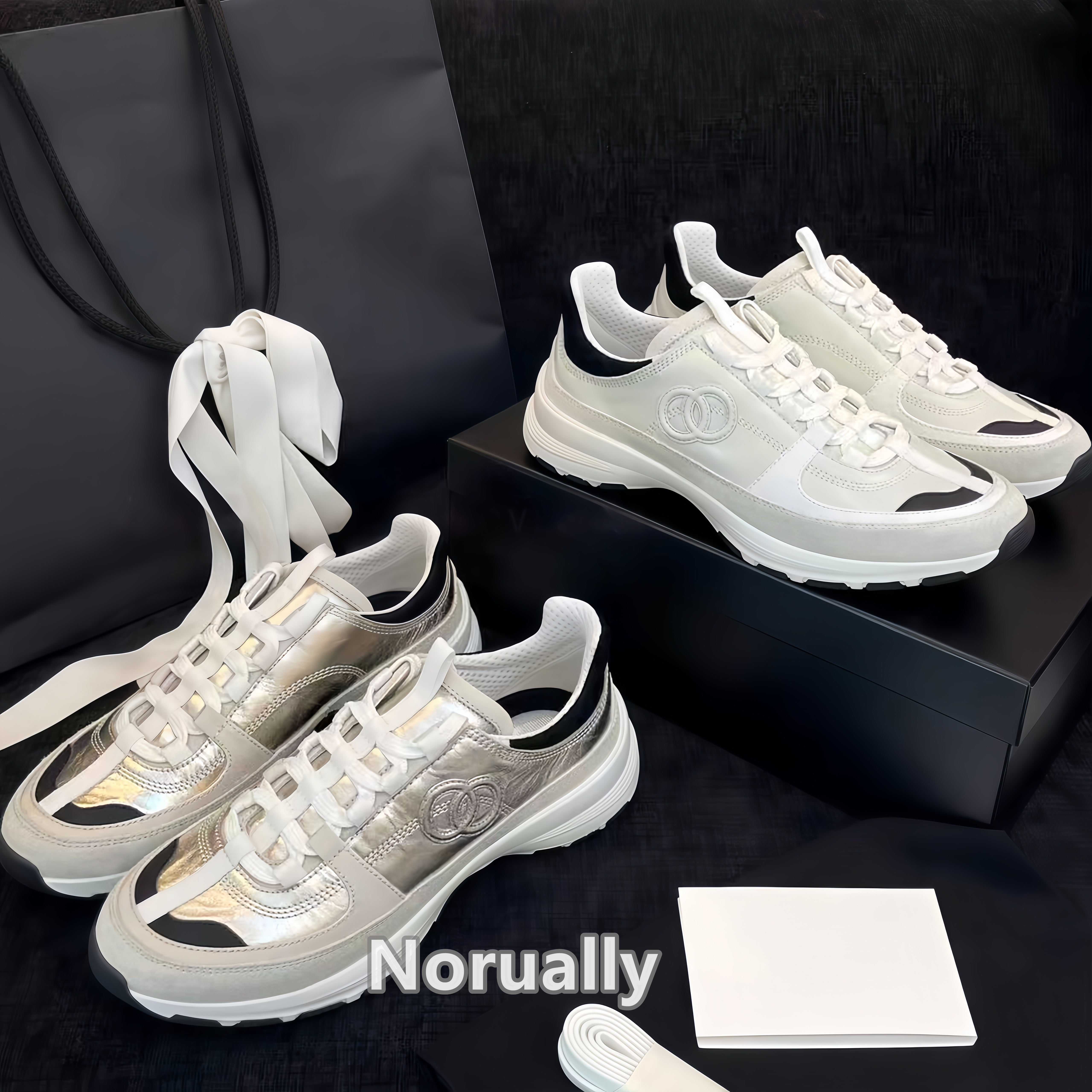 Designer Shoes Parisian Lady's 25a shoes Casual Sports CC Shoes Comfortable Outdoor Thick-Topped Shoes Luxurious Women's Sneakers eur34-45