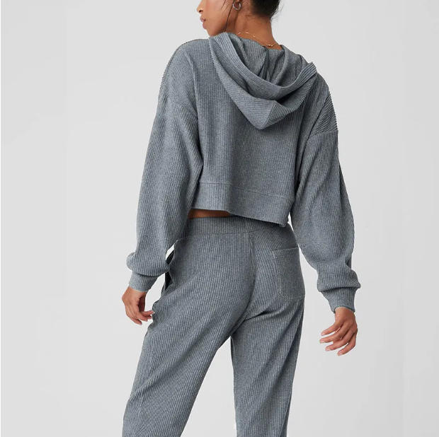 Women Sports Sweater Suit Yoga Shorts Two Piece Set Spring Autumn Sports Coat Fitness Sweatshirt Workout Hoodie Loungewear 877528881