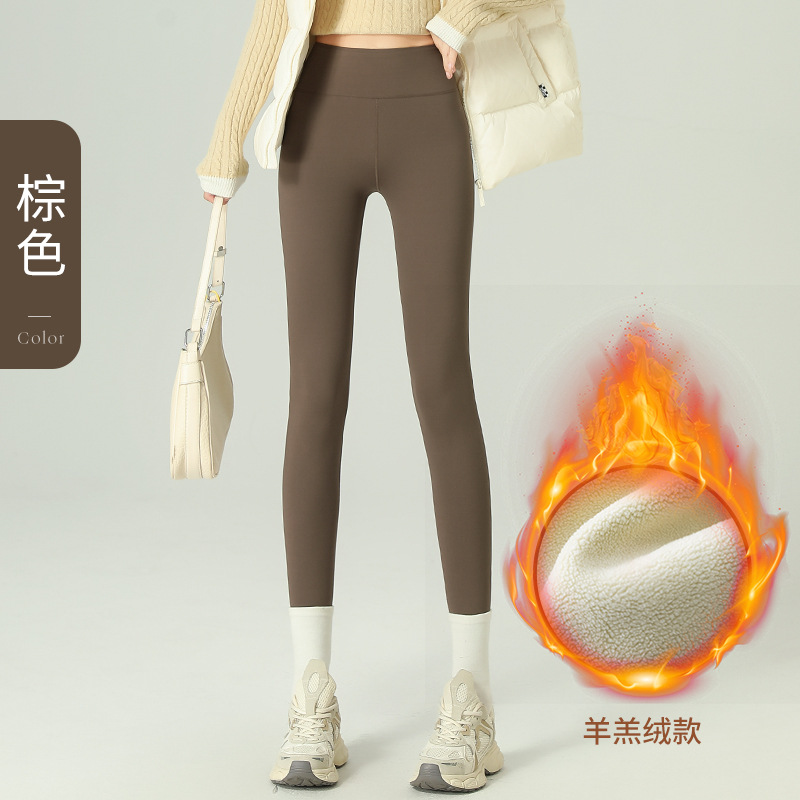 2025 Women's High-Waisted Slimming Fleece-Lined Thermal Cropped Gray Shark Leggings for Fall & Winter, Outerwear Style