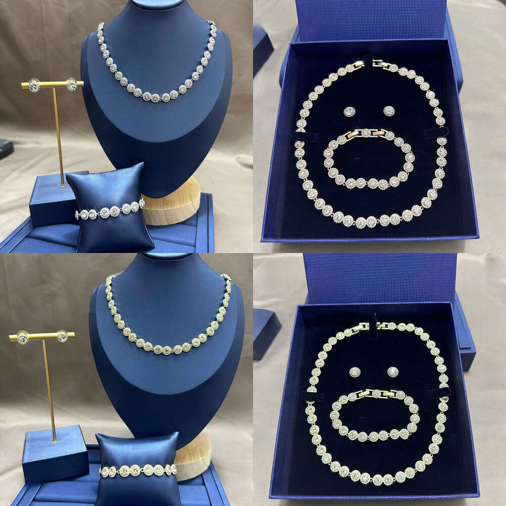 Round Button Diamond Bracelet Women's Quality Jewelry Set Designer Rhinestone Necklace Crystal Bracelet Earrings For Party Jewelry Sets Valentine's Day Gifts