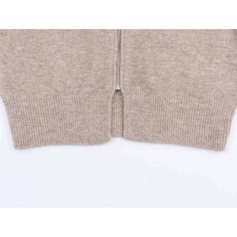 2025 Winter New Women's Casual Fashionable Simple Long-Sleeved Hooded Knitted Cardigan With Bow Decoration