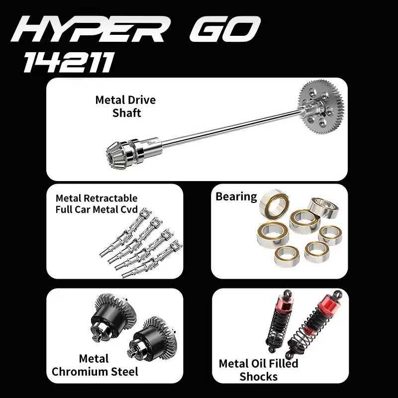 MJX HYPER GO 14211 Racing Car 1/14 Short Truck 45A ESC Brushless Motor 47 KM/H Large Foot 4WD RC Car Remote Control Car Toy MJX G251218