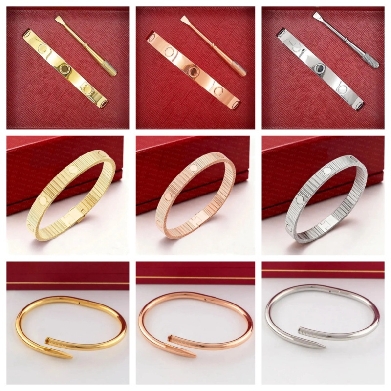 (With Gift Box) Elegant Rings Bracelet Bangle Love Wedding Bangle Gold Rosegold Silver Titanium Steel Bracelet 33255 33253 18053 17506 18810_18