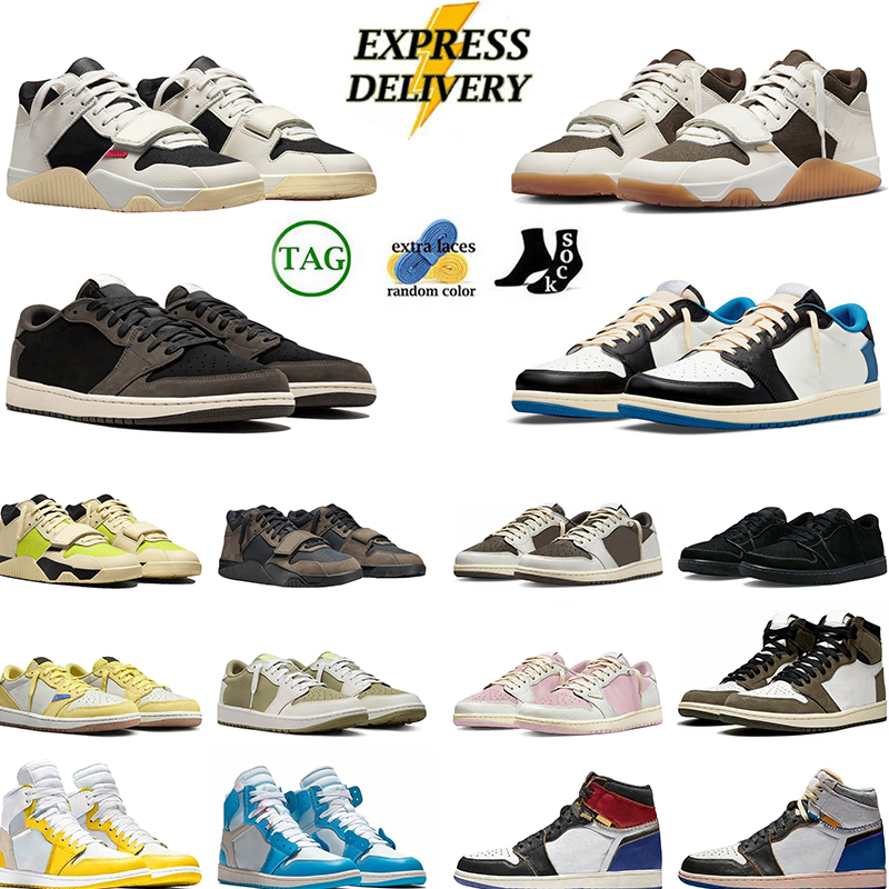 New 1s basketball shoes j1 ts velvet brown fragment reverse mocha sail space jam fierce pink bred union obsidian chicago mens womens trainers sneakers dhgate 36-47