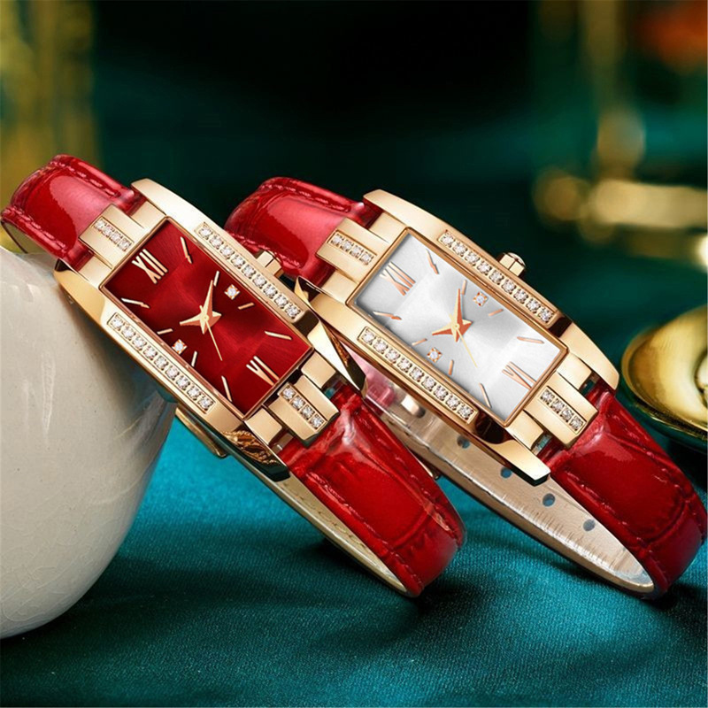 TikTok Live Hot-Selling Small Green Watch Internet Celebrity Attracting Diamond-Studded Small Square Women's Watch Retro Fashion Wristwatch