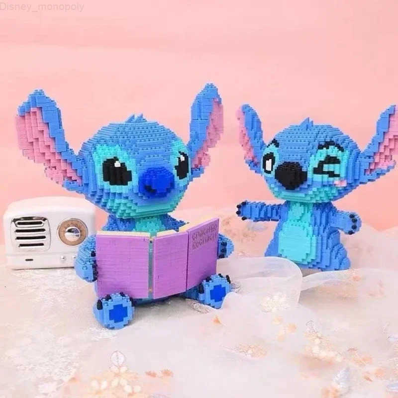 Disney Stitch Series Guitar Reading Posture Assembly of Building Blocks 3D Model of Adult and Childrens Puzzle Toy Gift Collection H251218