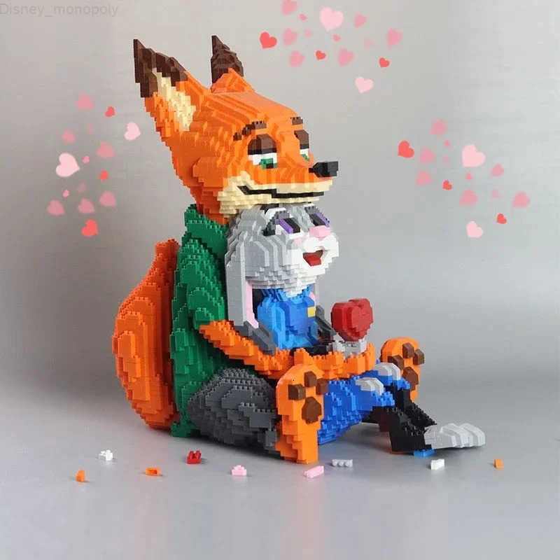 Disney Animal City Diamond Blocks Set - Fox Rabbit Duo Building Model Kit Micro Bricks Cartoon Figure for Adults Teens 14 H251218