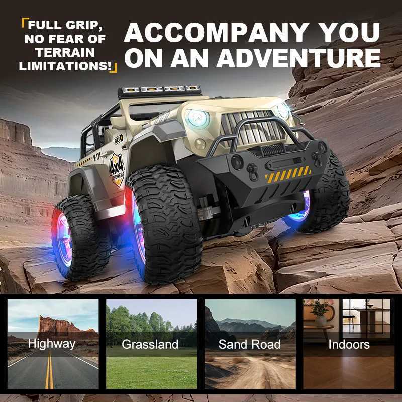JCMO 116 RC Car Water Spray Off-Road Vehicle Colorful LED Light Car Sounds Effects 24Ghz Remote Toy Climbing Car For Children G251218