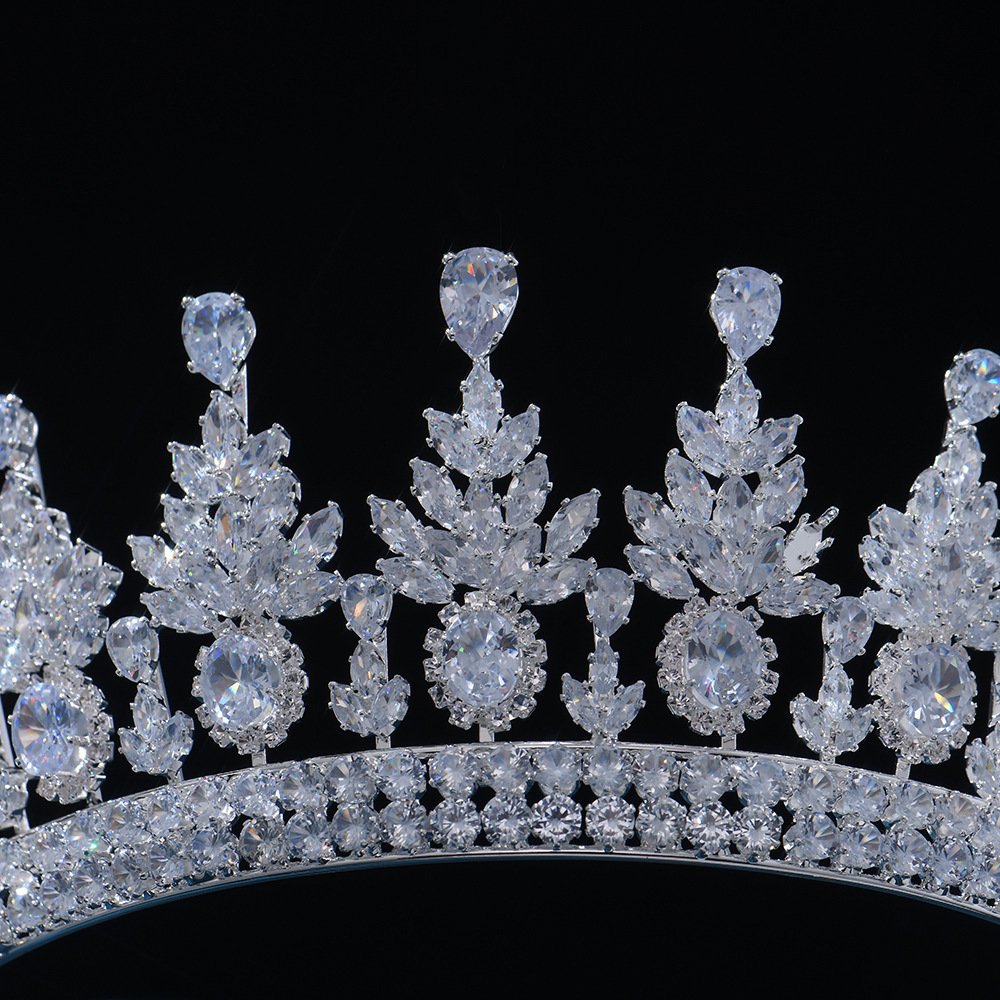 Wedding Hair Jewelry Tiara Silver Color Crystal Zirconia Lengthened Crown Bridal Headdress Royal Wedding Hair Accessory Women Jewelry CZ Diadema 23112