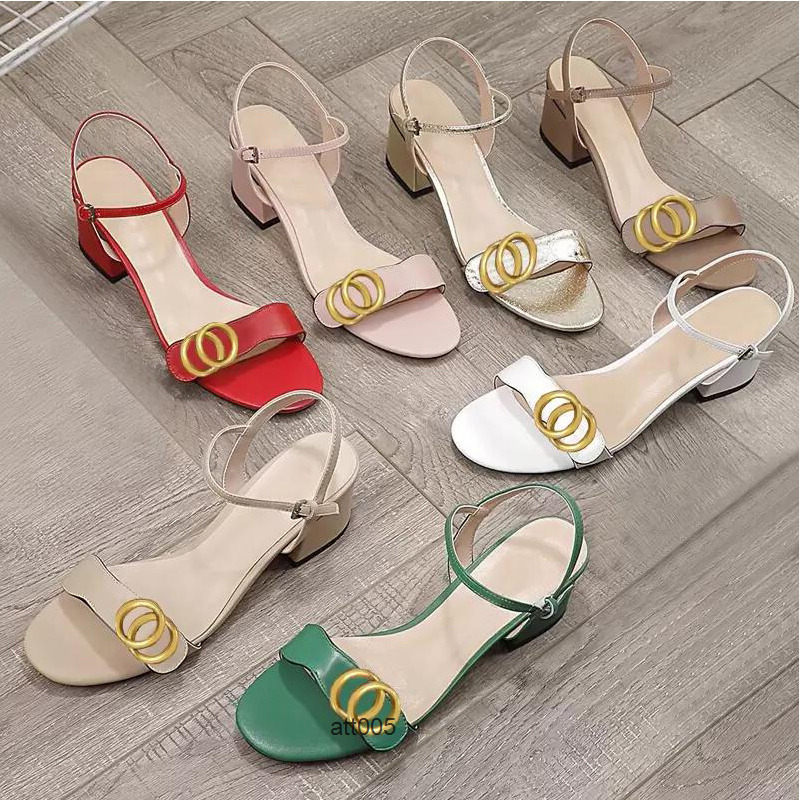 classic high heeled sandals party fashion 100 leather women work shoe designer sexy heels 5cm lady metal belt gg gucciis guccis PYJK 45M7