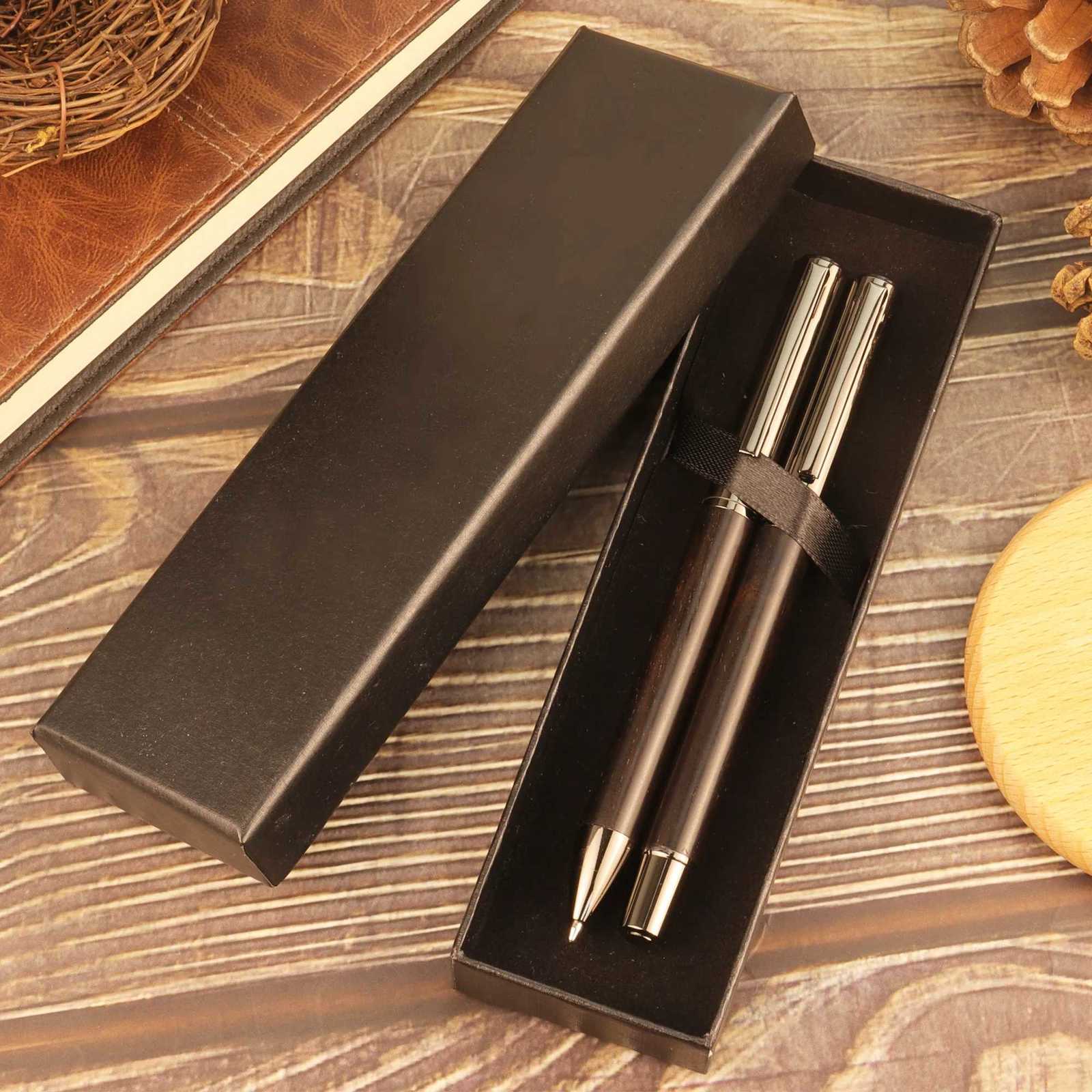 1/2 PCs with Box - Brown/Ebony Wood grain Pen - Excellent texture and cfortable grip - Ideal for School Personal Gifts Y251218