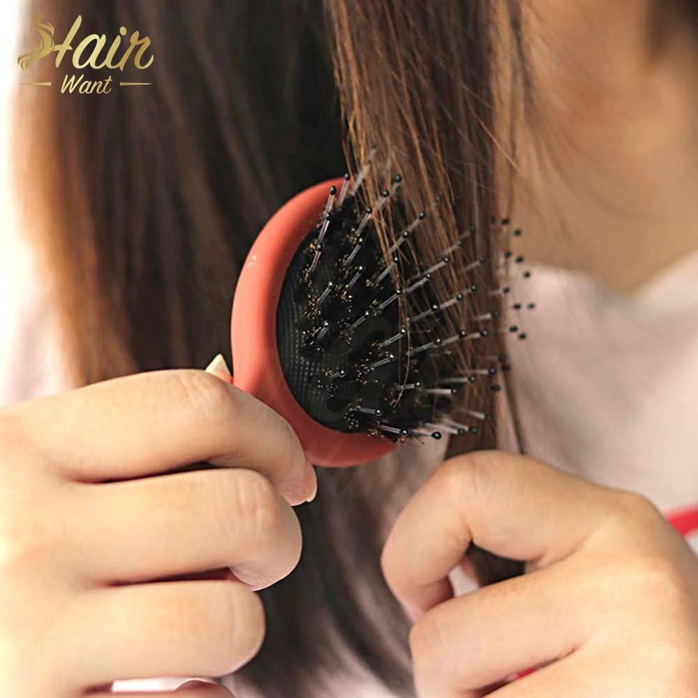 Hair Want Mini Boar Bristles Hair Bursh Travel Size Hair Brush for Women Men Kids Protable Small Hair Brush for Pockets Purses 251218