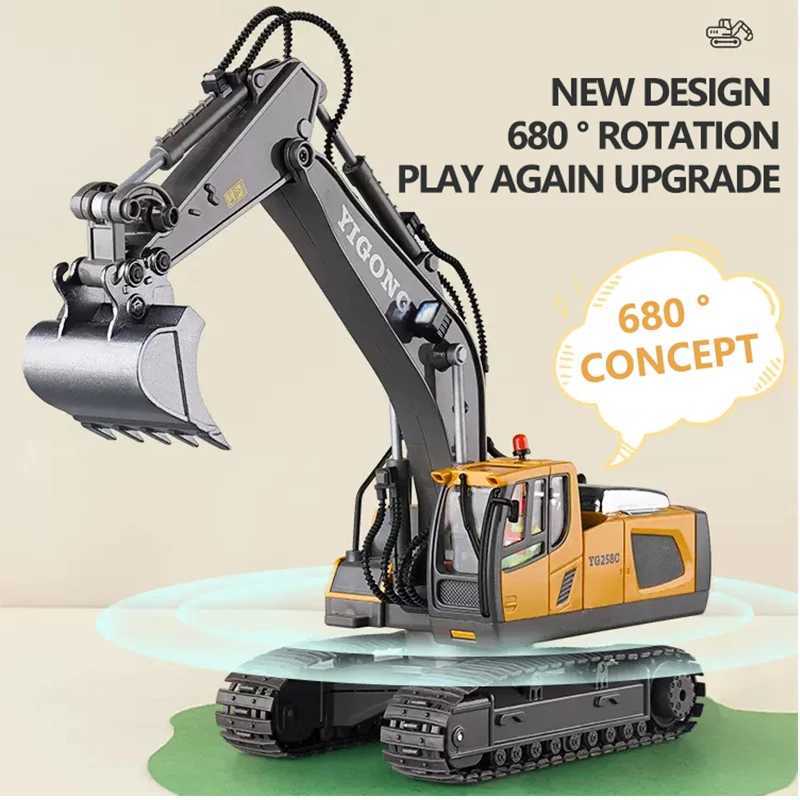 RC Excavator Dumper Car 24G Remote Control Engineering Vehicle Crawler Truck Bulldozer Toys for Boys Kids Christmas Gifts G251218