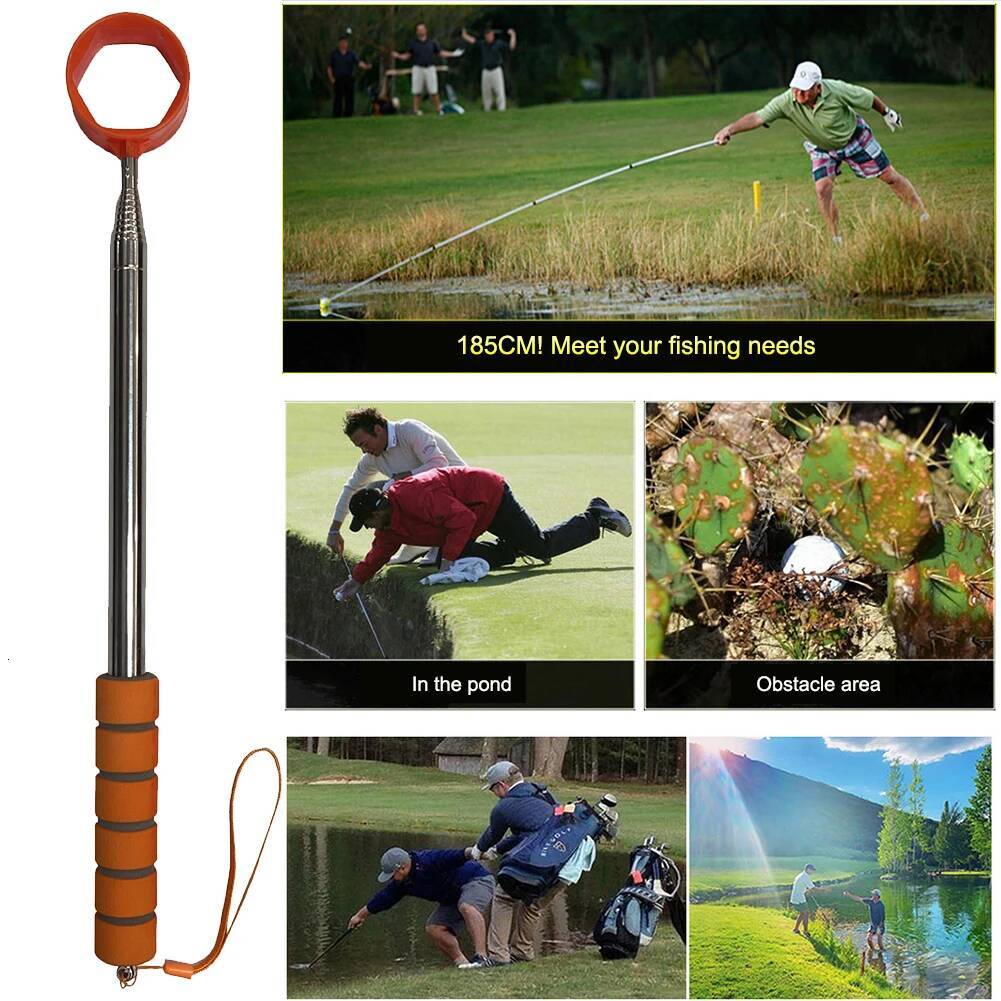 8.86 FT Telescopic Ball Pick Up Retriever Grabber Non-Slip Handle Claw Sucker Tool Golf Accessories