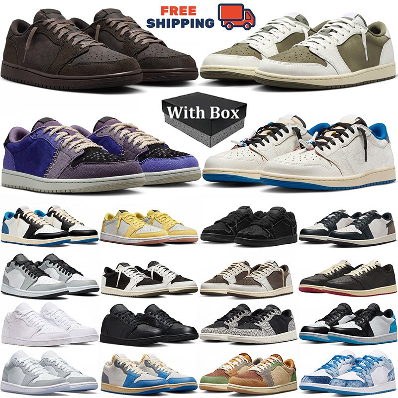 Free Shipping With box 1s 1 low designer trainers basketball shoes men women Black Phantom unc Dark Mocha brown pink outdoor sports sneakers Outdoor Shoes