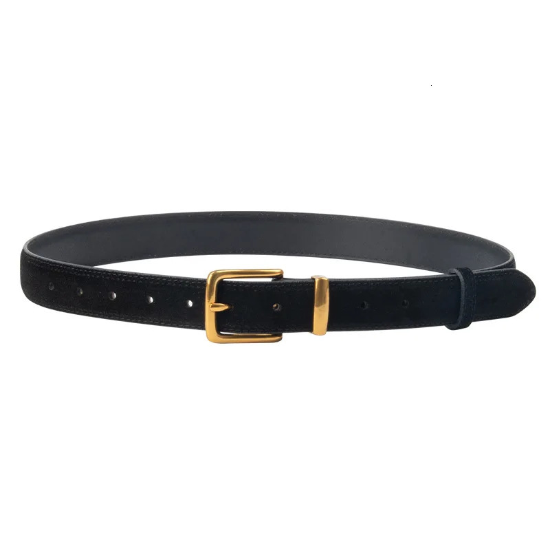 American-style autumn and winter suede personality square buckle trendy wide belt fashionable and versatile womens retro pants 251217