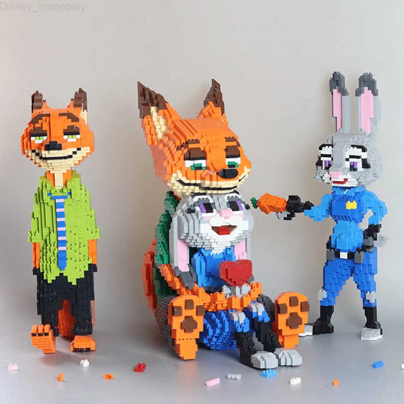 Disney Animal City Diamond Blocks Set - Fox Rabbit Duo Building Model Kit Micro Bricks Cartoon Figure for Adults Teens 14 H251218