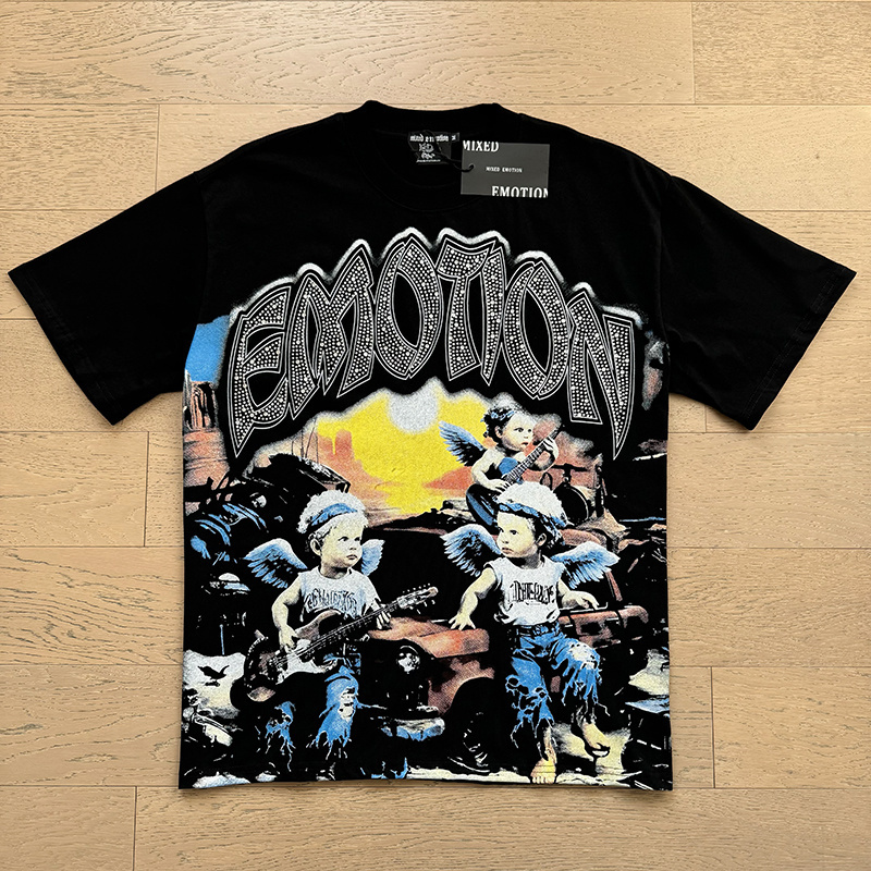 Top Heavyweight 100% Cotton T-Shirt Mixed Emotions Men's Shirt Streetwear Graphic Print Oversized Men's T-Shirt