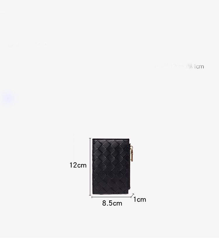 2025 style handmade sheepskin woven checkered card holder for women thin genuine leather coin purse integrated bag