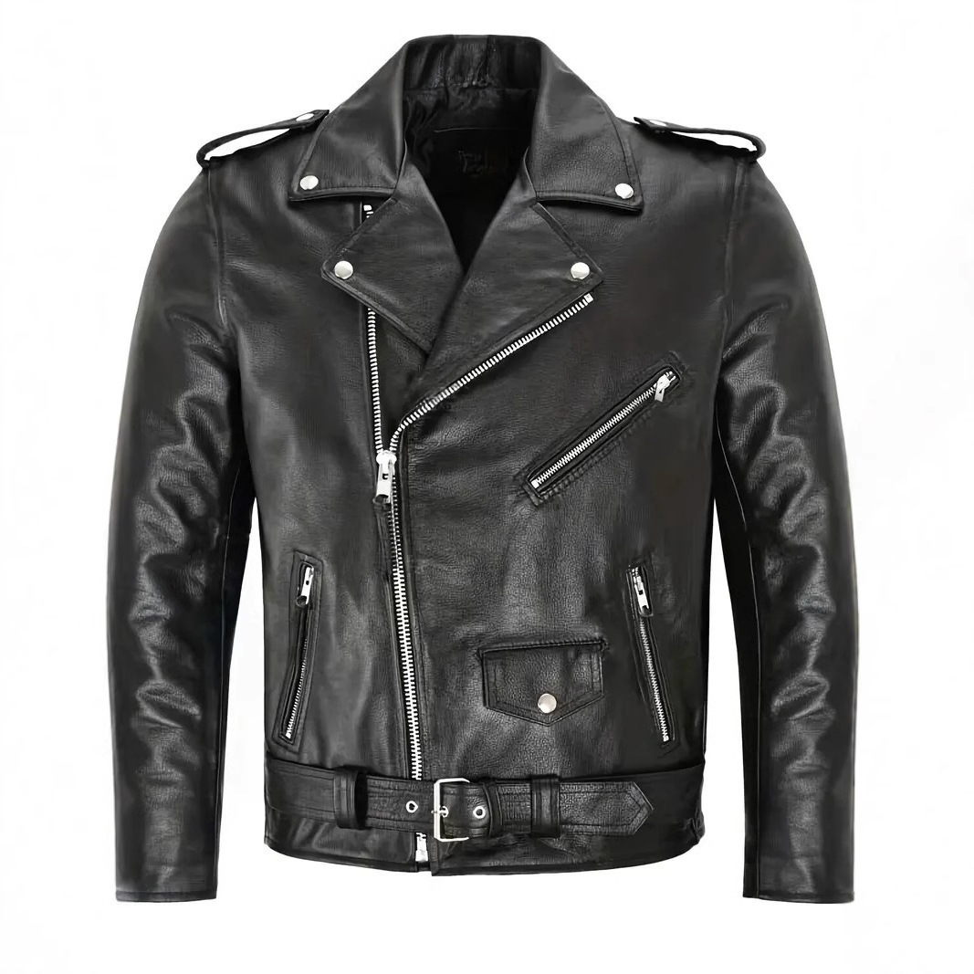 Spring Classical Motorcycle oblique zipper Jackets Men Leather Jacket Natural Calf Skin Thick Slim Cowhide Moto Jacket man 250120