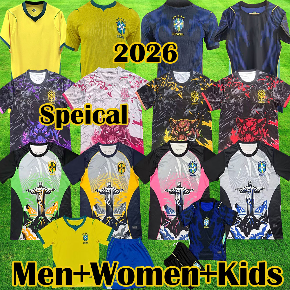 2026 World Cup Brazil Soccer Jersey MARQUINHOS BRUNO G RODRYGO Special Edition 2026 VINI JR RAPHINHA MARTINELLI Fans 4XL Players Women's Kids Football Shirt