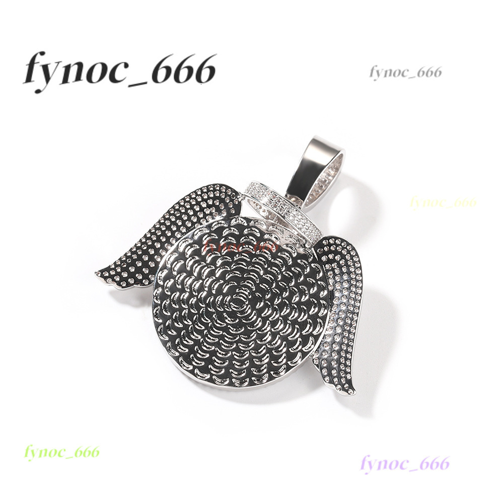 Personalized Angel Wing Pendant Jewelry for Photos - Hip Hop Design with Sparkly 5A CZ Stones