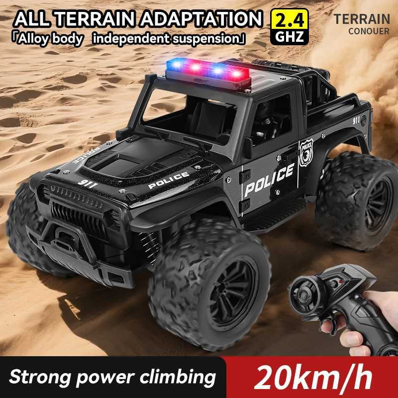 ZWN 116 Alloy High Speed Off-Road Police Truck RC Car with Music Sound and LED Lights Outdoor Toy 24G Remote Control G251218